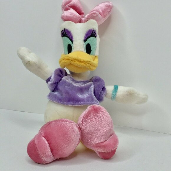 Diseny Daisy Duck 10" Plush Toy Pink Bow Purple Dress Mini Bean Bag Plushie - Picture 8 of 12